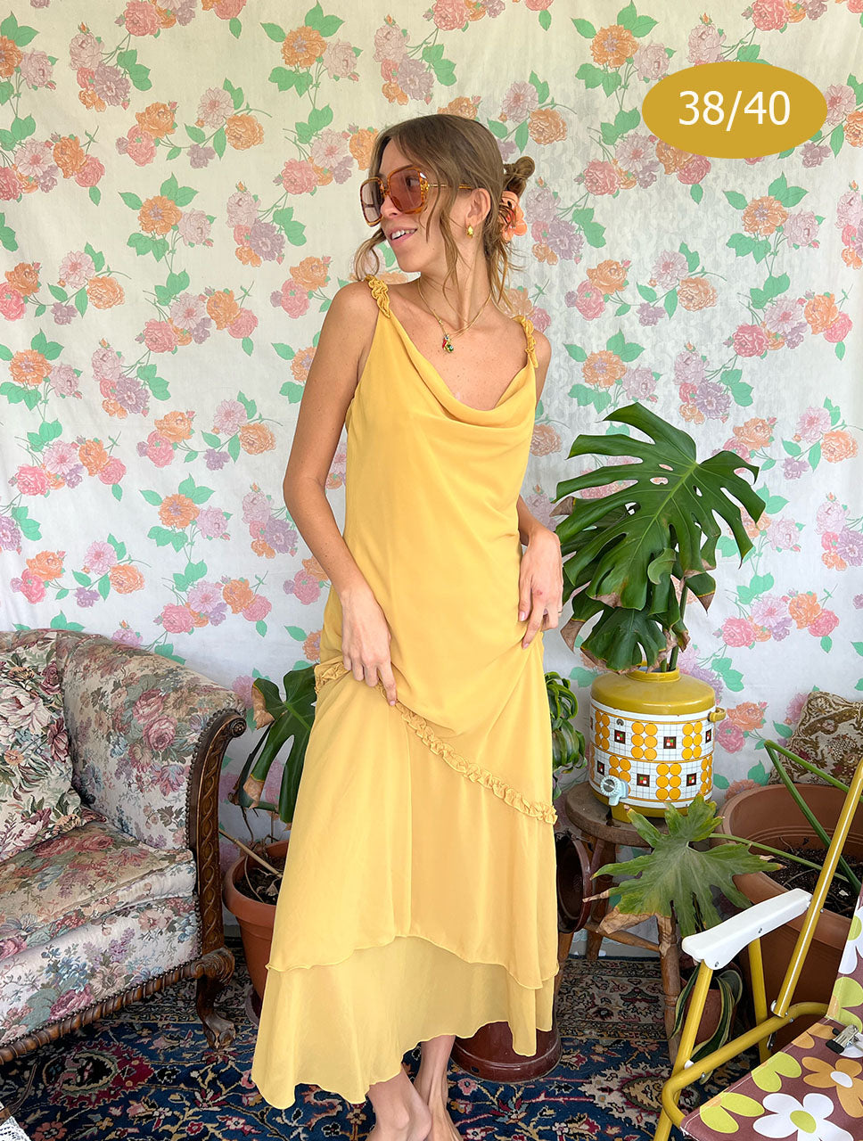 90's Yellow Fairy Slip Dress