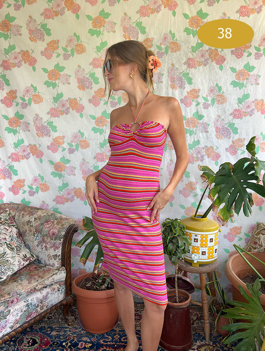 Y2K Striped Afghan Dress