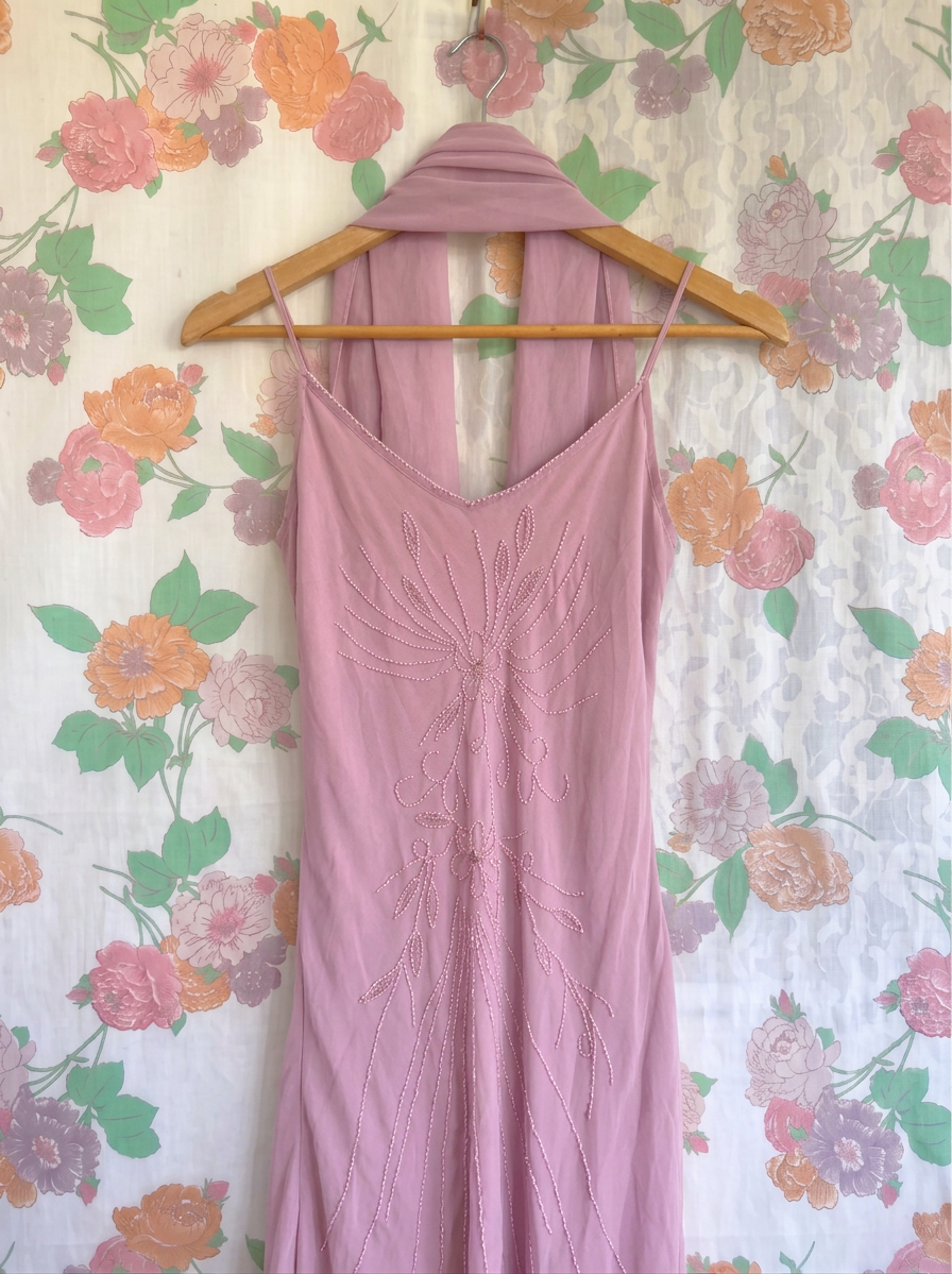 2000’s Dusty Pink Beaded Evening Dress