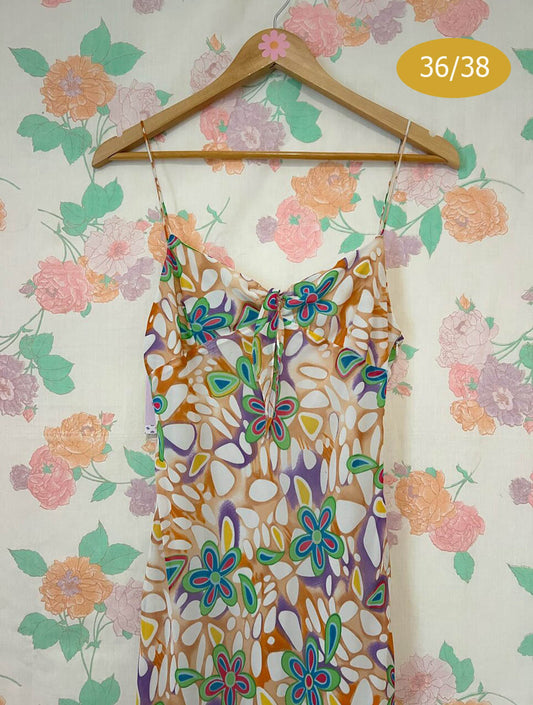 90's Colorful Printed Dress