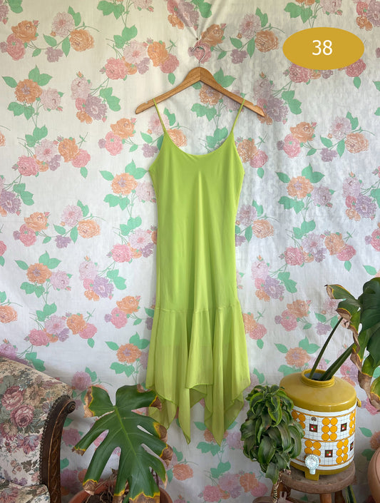90's Neon Green Slip Dress