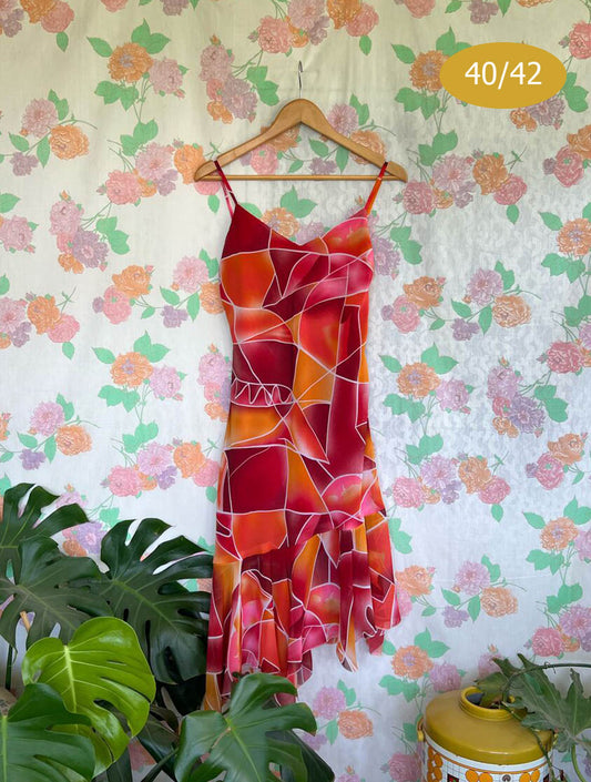 00's Geometric Print Slip Dress