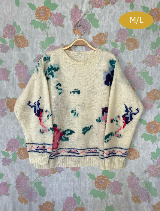 90's Flowery Sweater