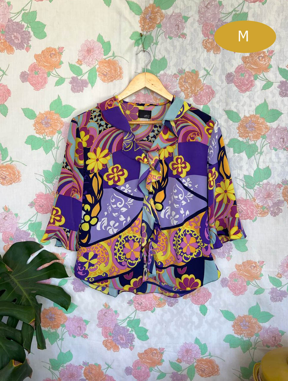 90's Unique Printed Blouse