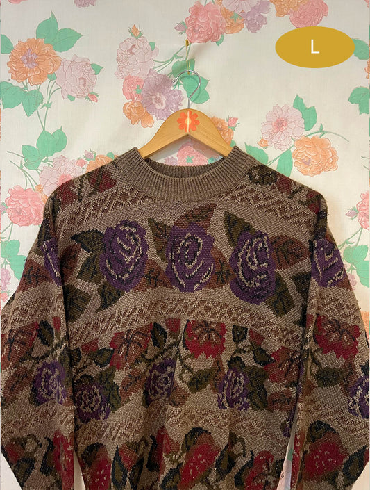 90's Wool Roses Sweater