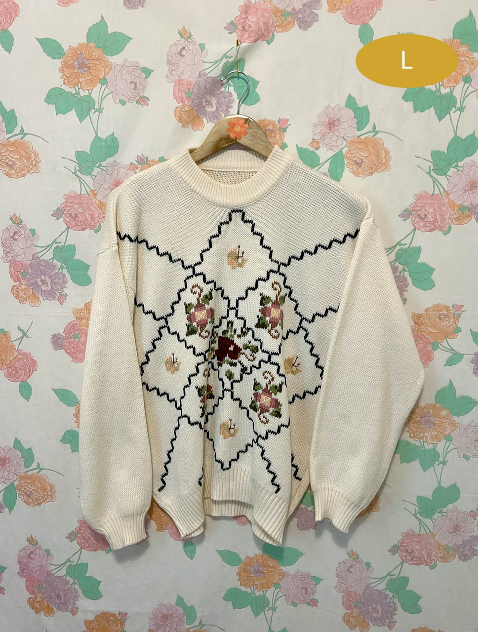 Off-White Floral Knit Sweater