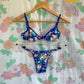 90's Deadstock Blue Flower Bikini