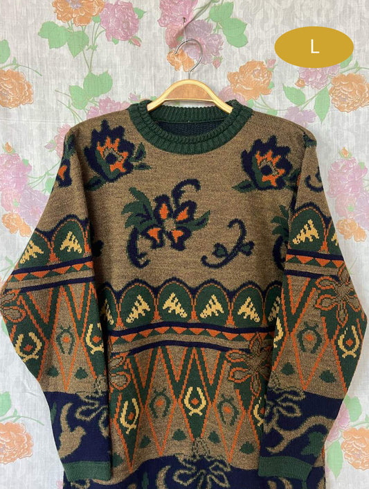 90's Long Printed Sweater