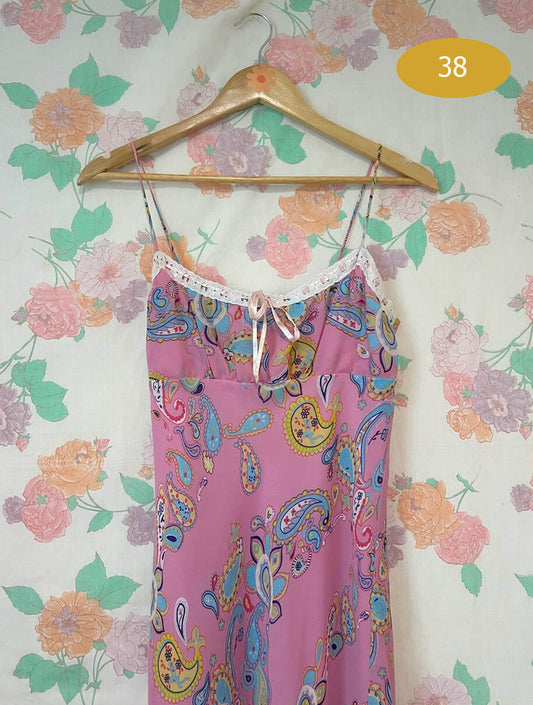 90's Pink Paisley Slip Dress