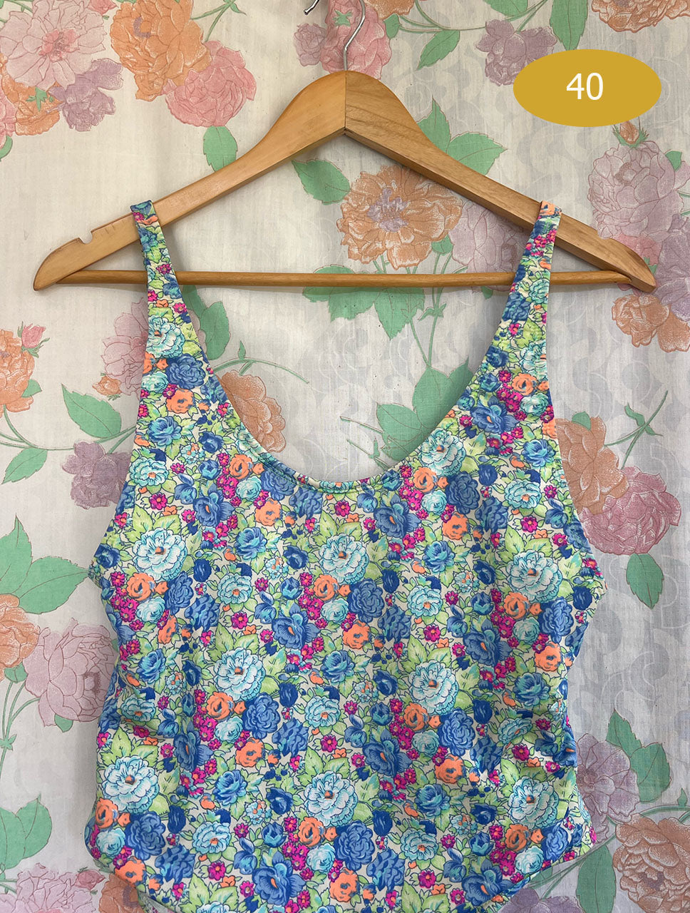 90's Unique Floral Swimsuit
