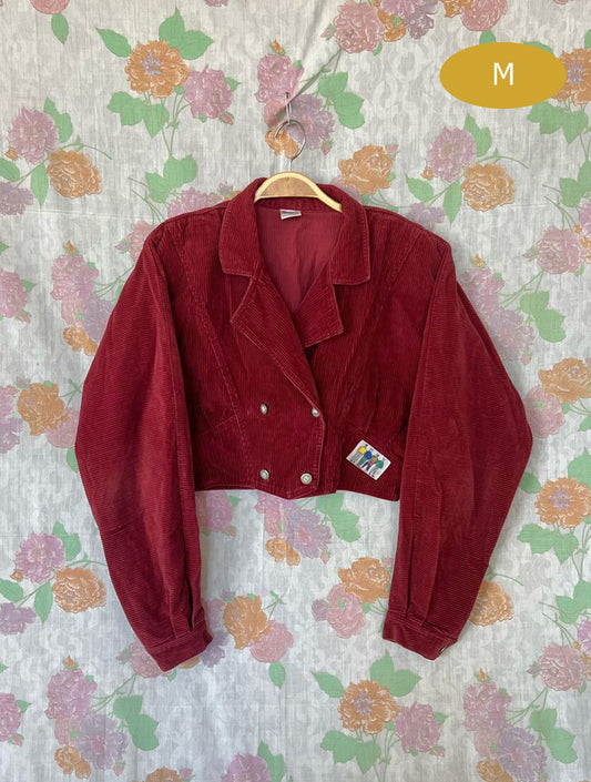 90's Burgundy Corduroy Cropped Jacket