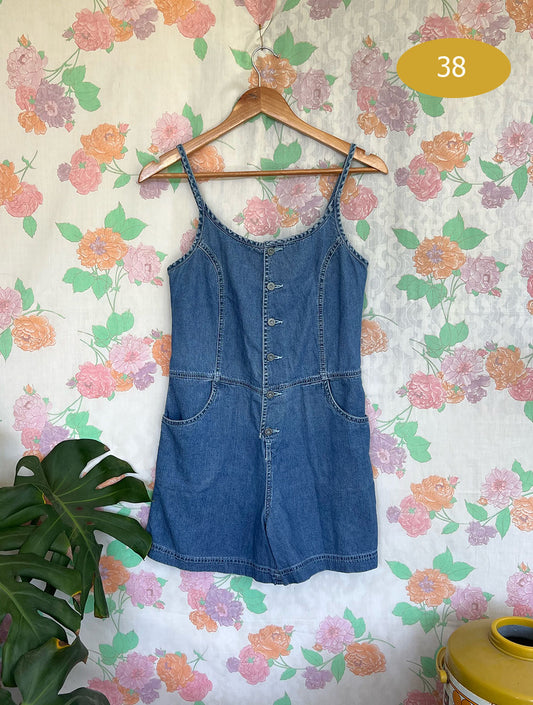 90's Short Denim Jumpsuit