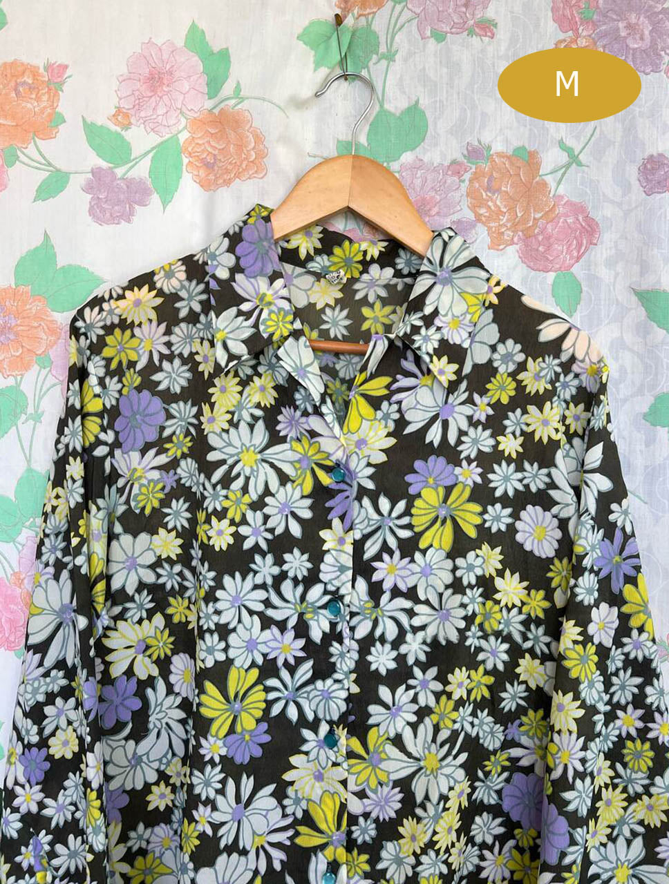 90's Long Sleeve Flower Shirt