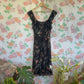 90's Black Floral Midi Dress