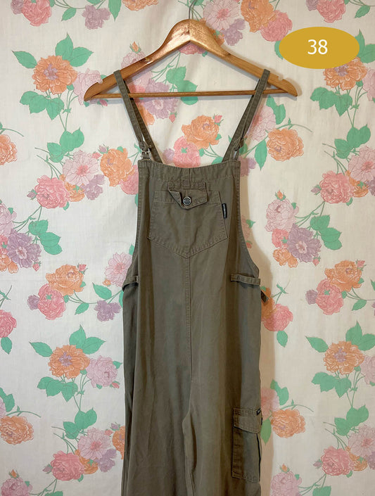 90's Khaki Cargo Overalls