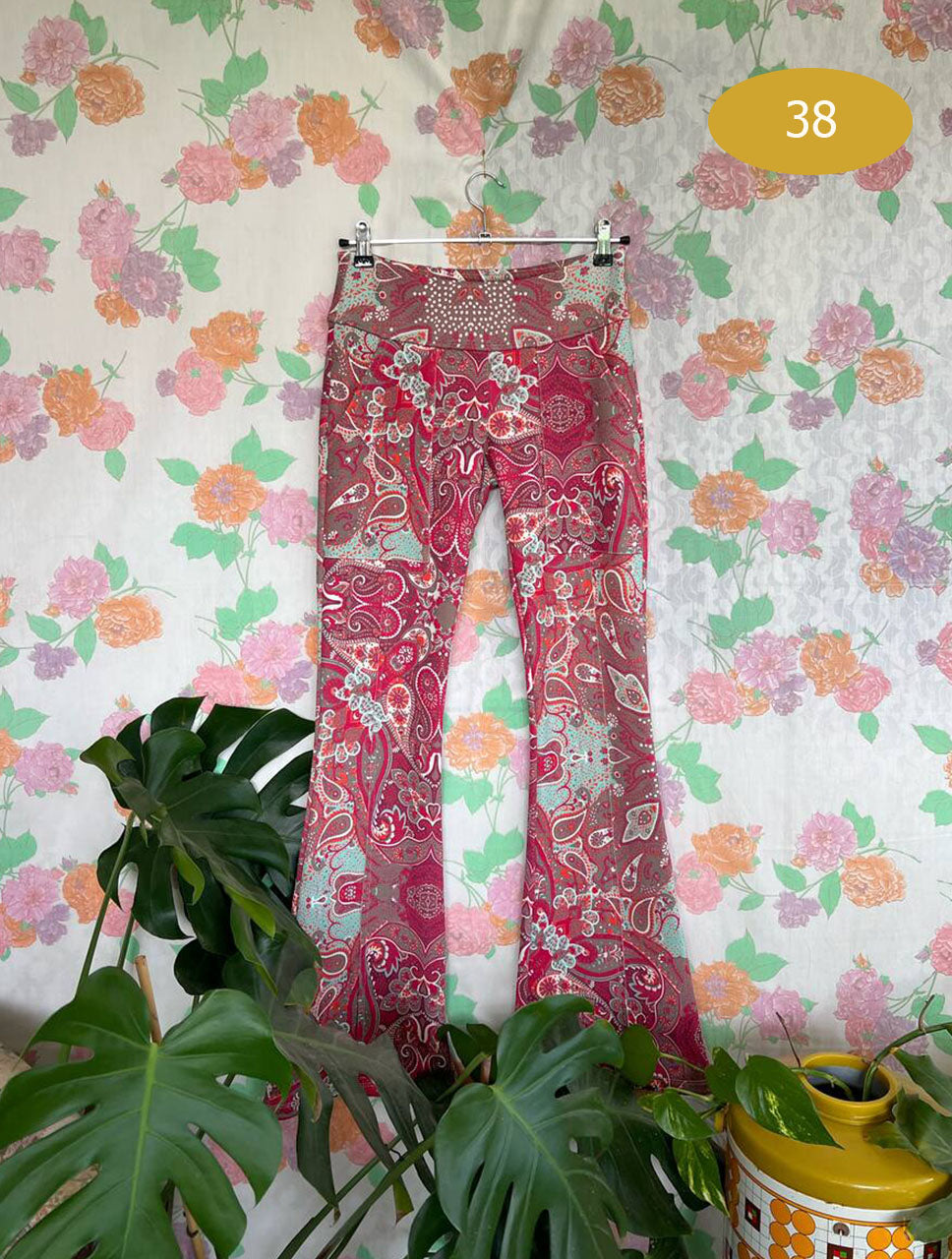 2000s Floral Elastic Flare Pants