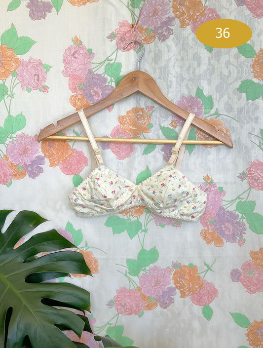 Deadstock White Flower Bra Top