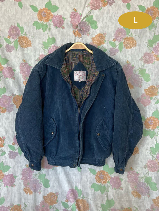 90's Dark Blue Corduroy Bomber