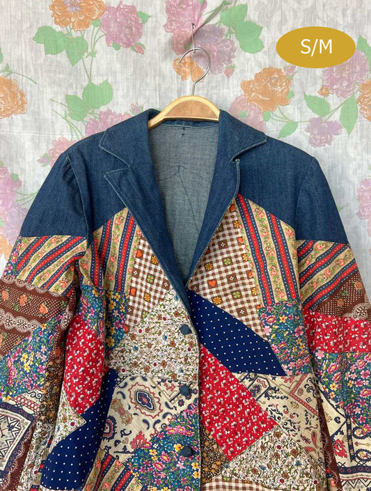 00's Patchwork Denim Blazer