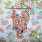 90's Orange Flowery Swimsuit