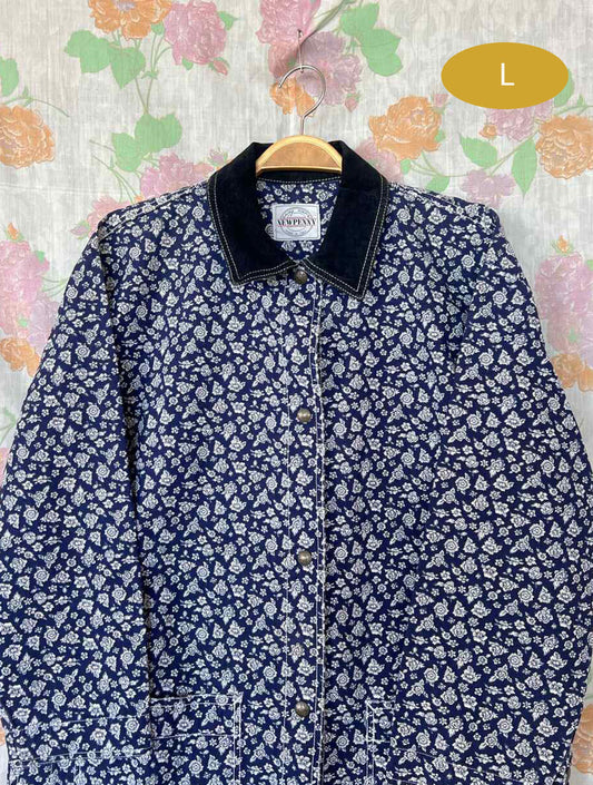 80's Hysterical Flowery Denim Parka