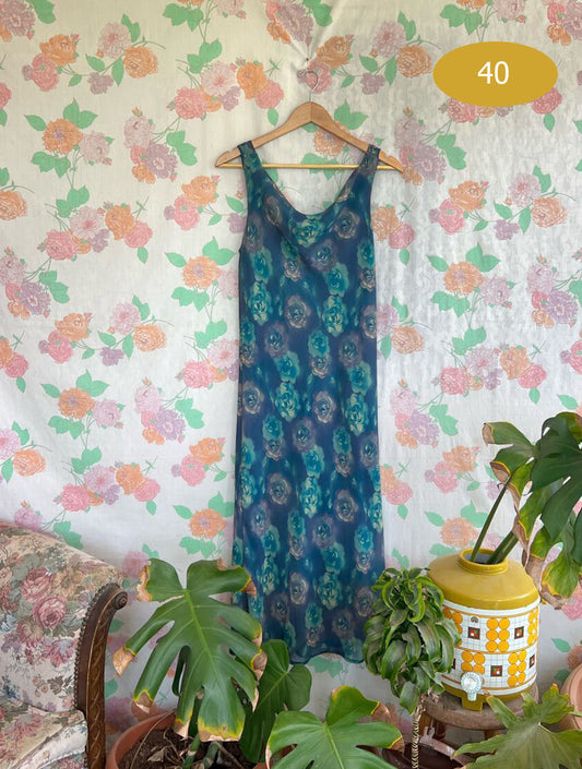 90's Blue Printed Dress