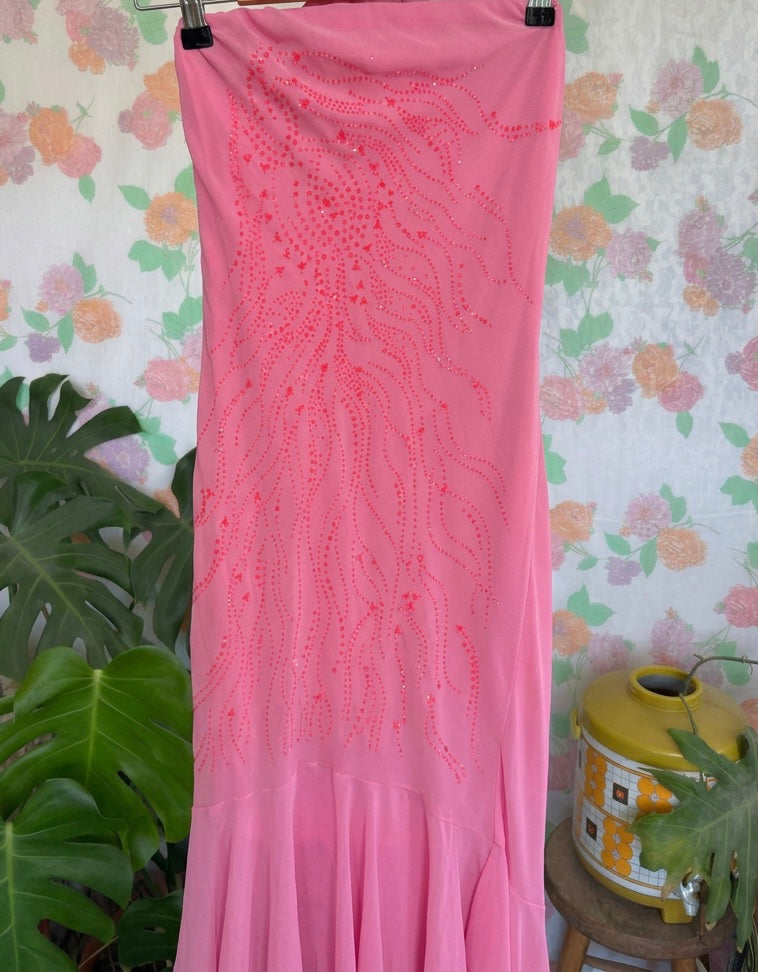 Y2K Beaded Pink Strapless Dress