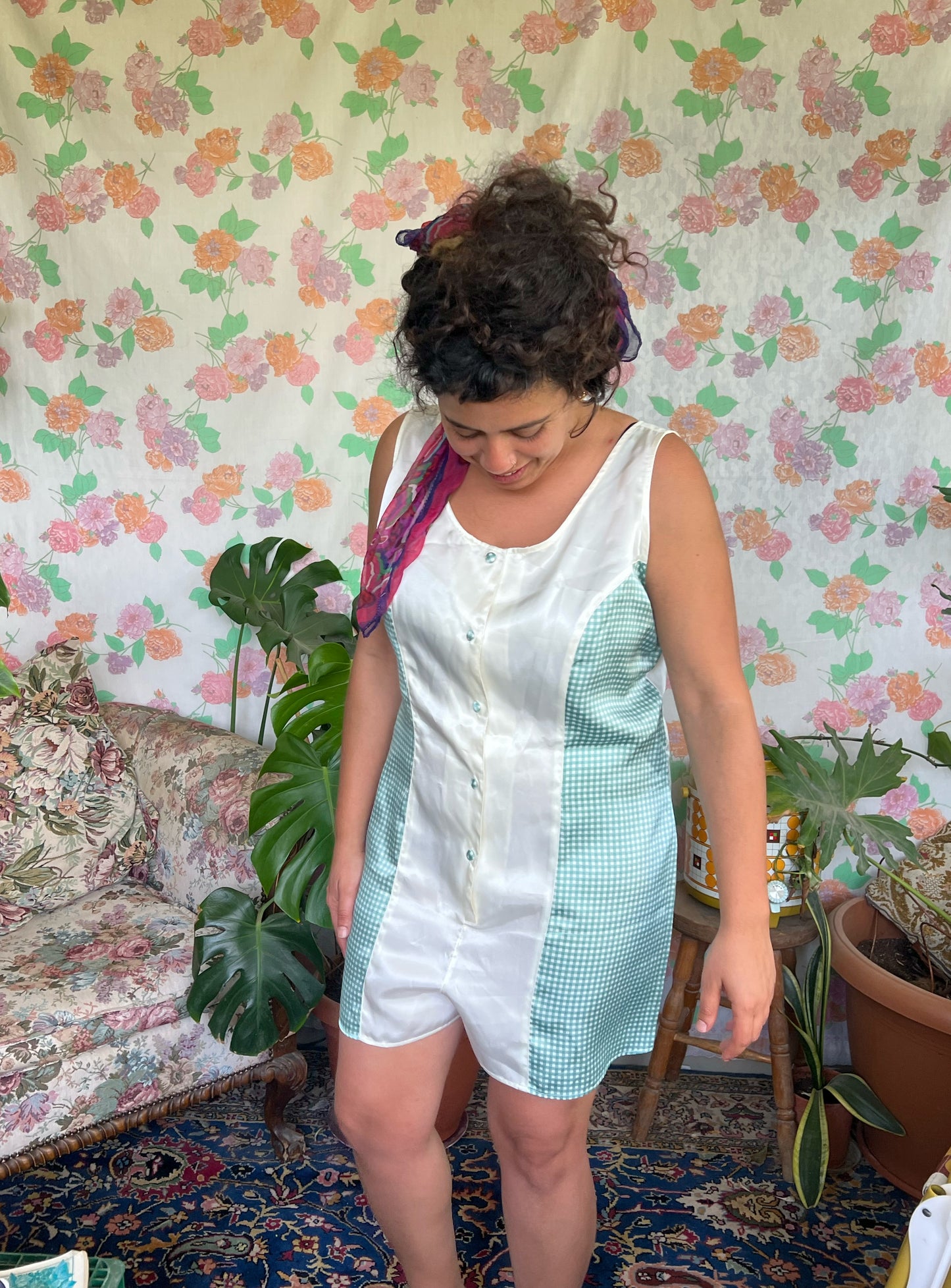 80's Unique Satin Jumpsuit