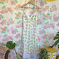 90's White&Green Viscose Dress