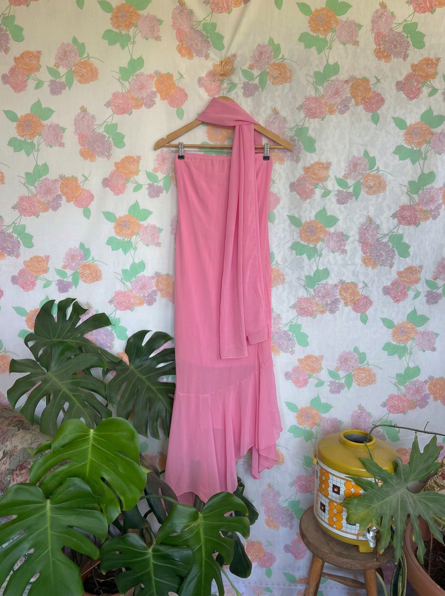 Y2K Beaded Pink Strapless Dress