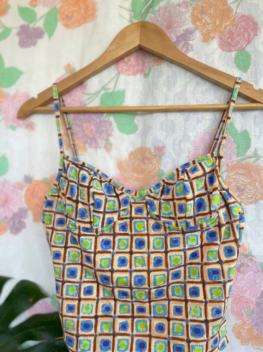 90's Geometric One-Piece Swimsuit