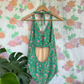 90's Floral Green Swimsuit