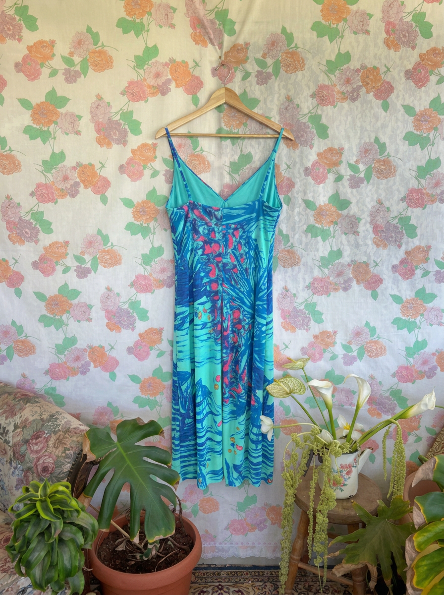 00's Tropical Print Short Dress