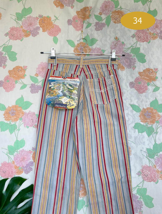 80’s Striped Hamuche Printed Pants - with the tag!