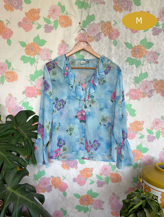 90's Dreamy Ruffle Blouse