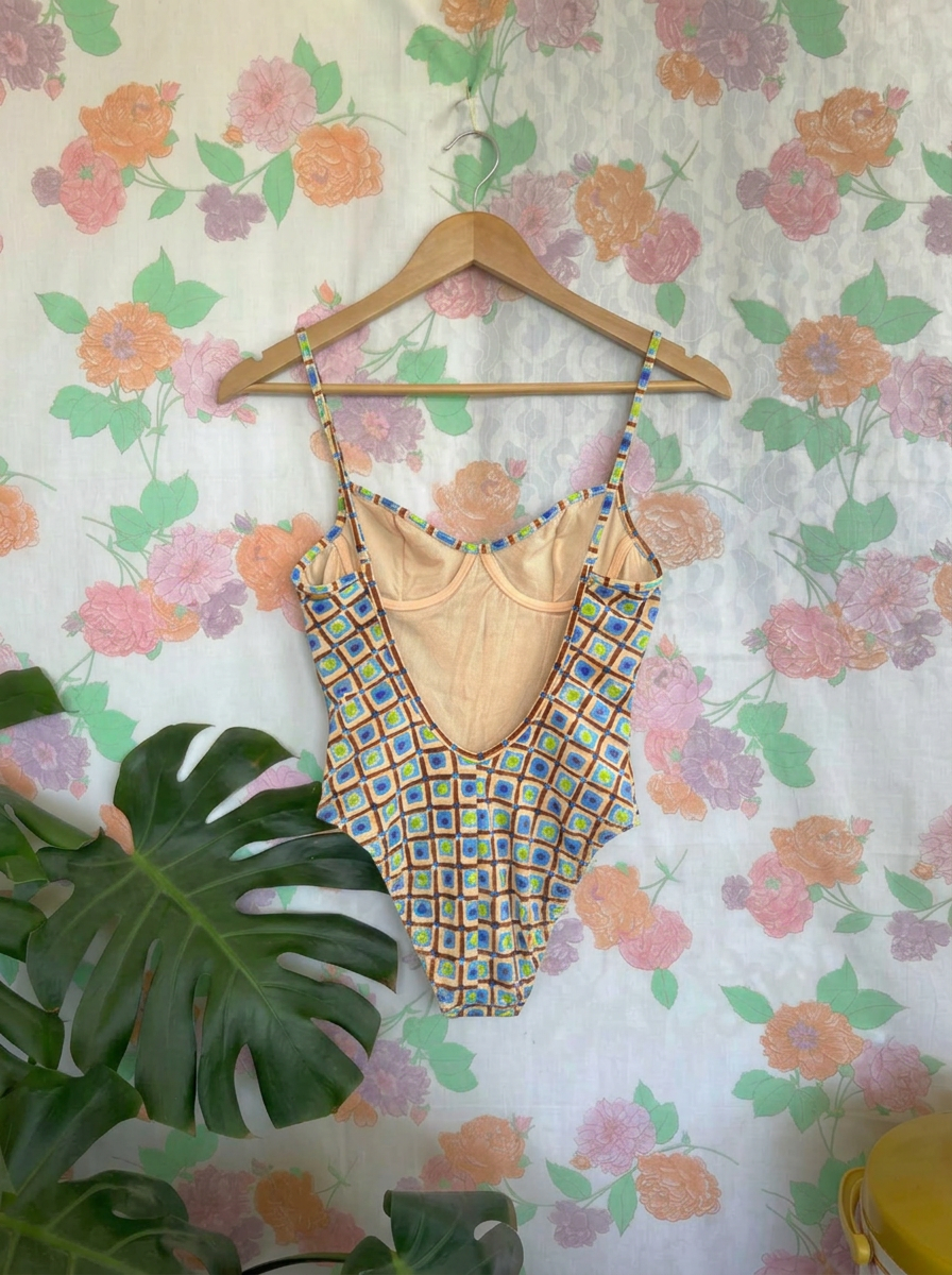 90's Geometric One-Piece Swimsuit