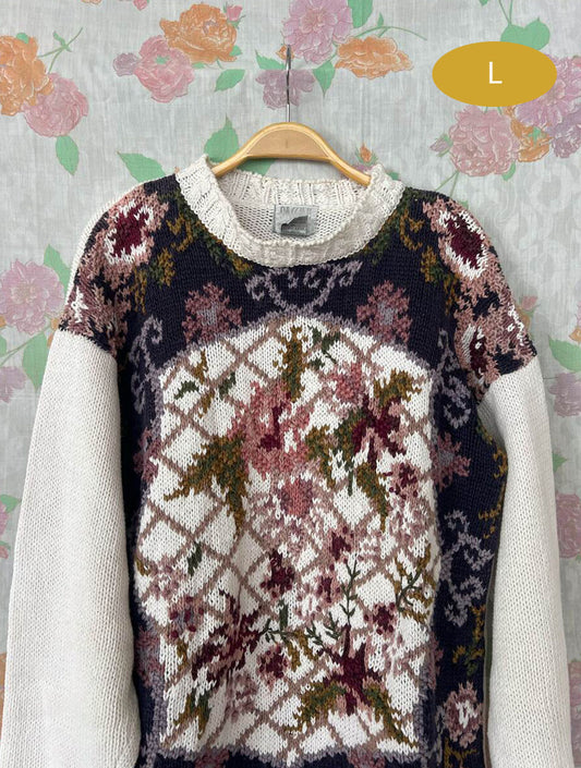 90's Flower Tricot Sweater