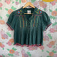 90's Green Embroidered Top