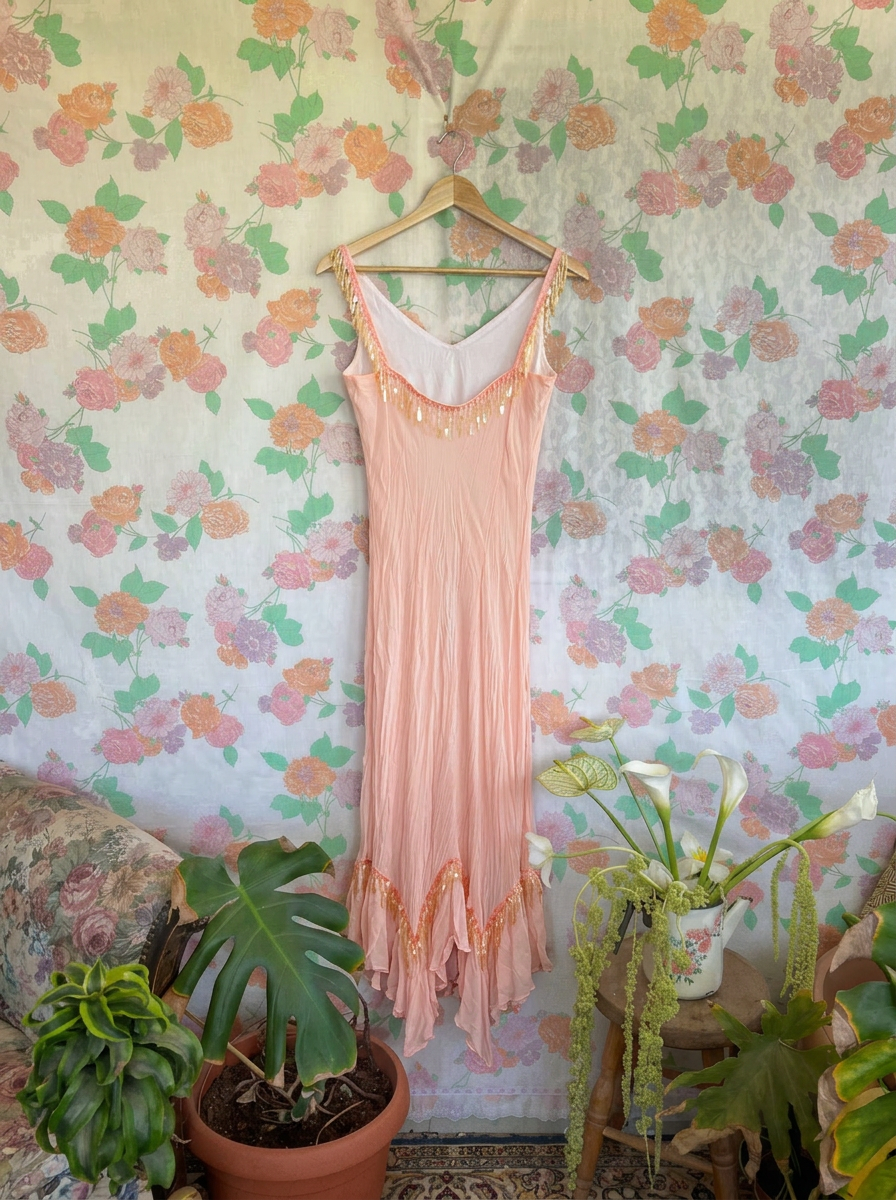90's Blush Pink Satin Slip Dress