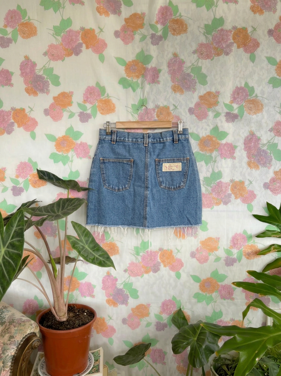90's Denim Button Skirt