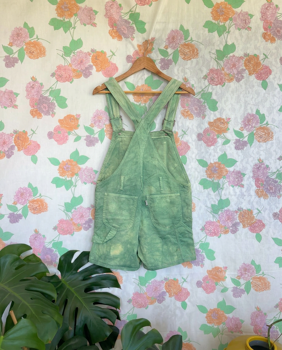 90's Levi's Green Short Overalls