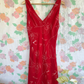 90's Red Romantic Midi Dress