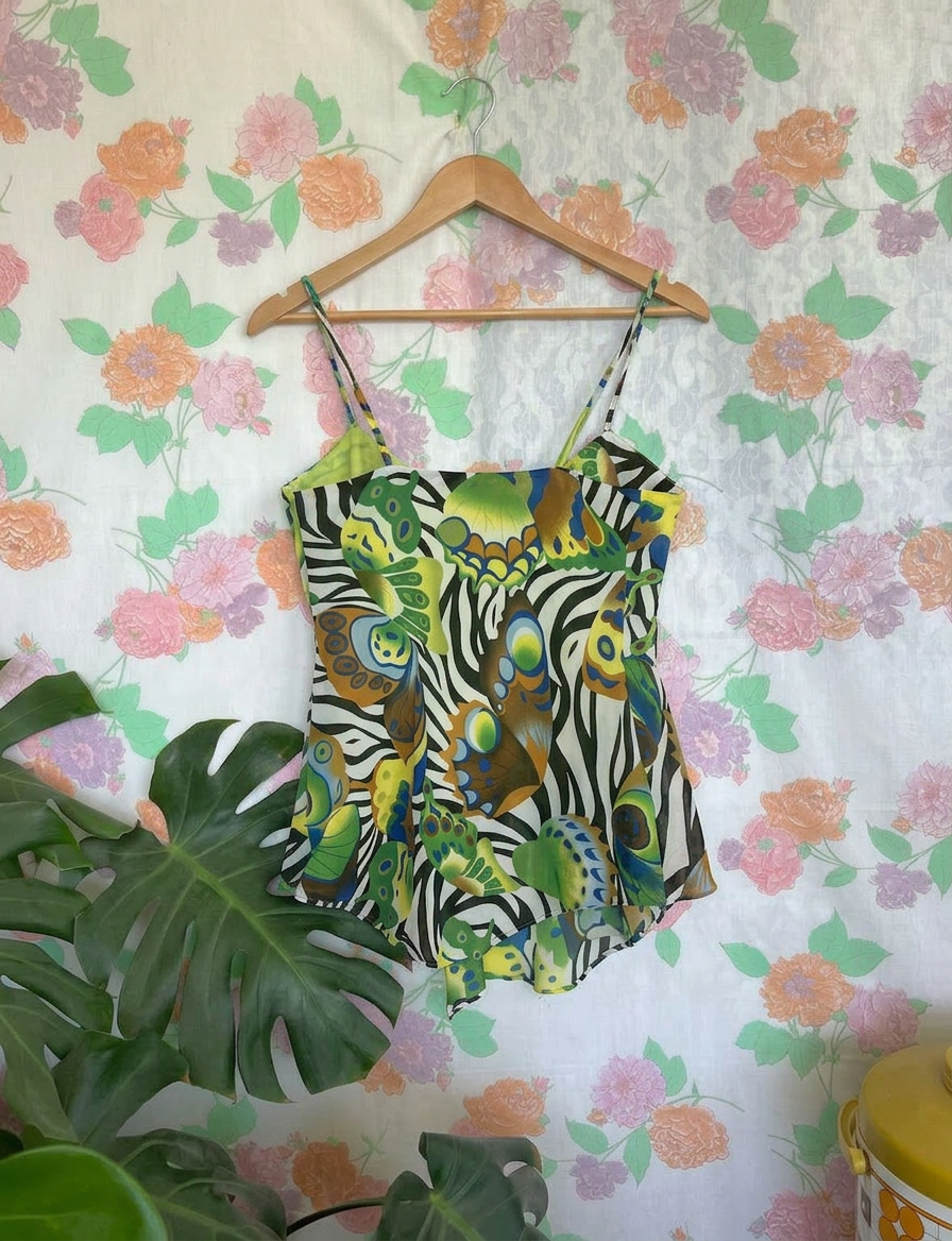 00's Printed Peplum Top