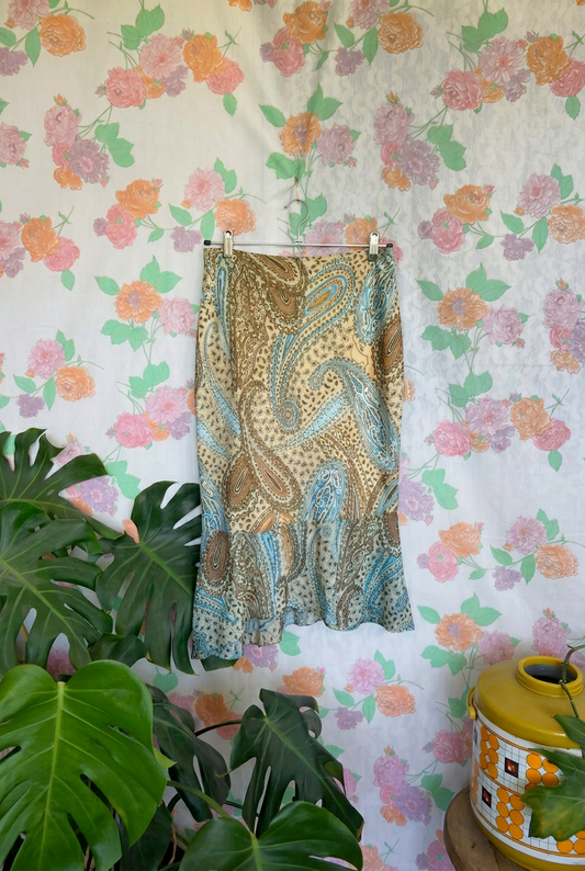 00's Paisley Asymmetrical Skirt