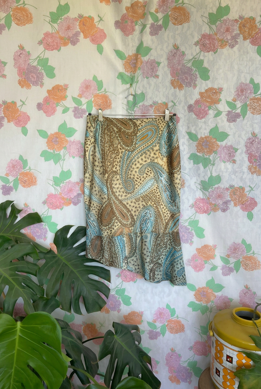 00's Paisley Asymmetrical Skirt