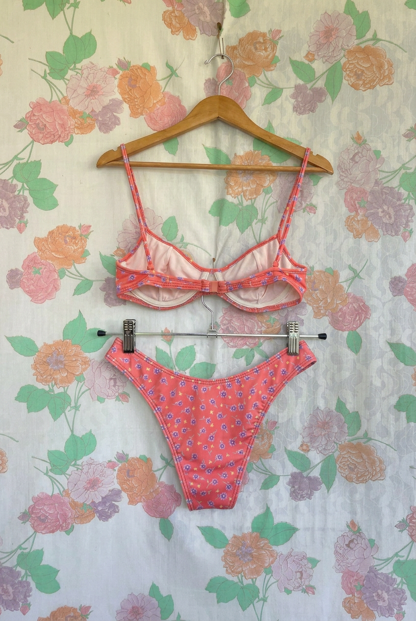 90's Pink Floral Bikini Set