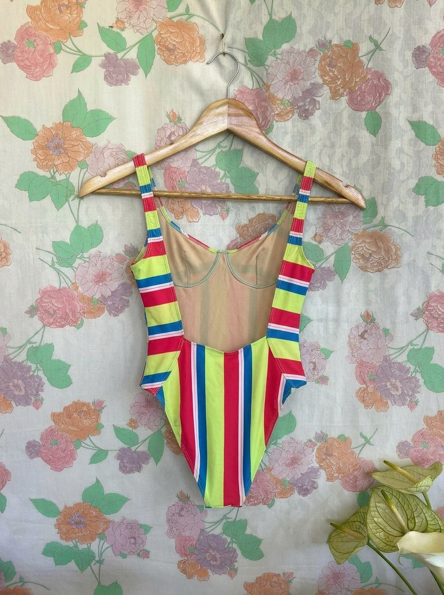 90's Iconic Striped Swimsuit