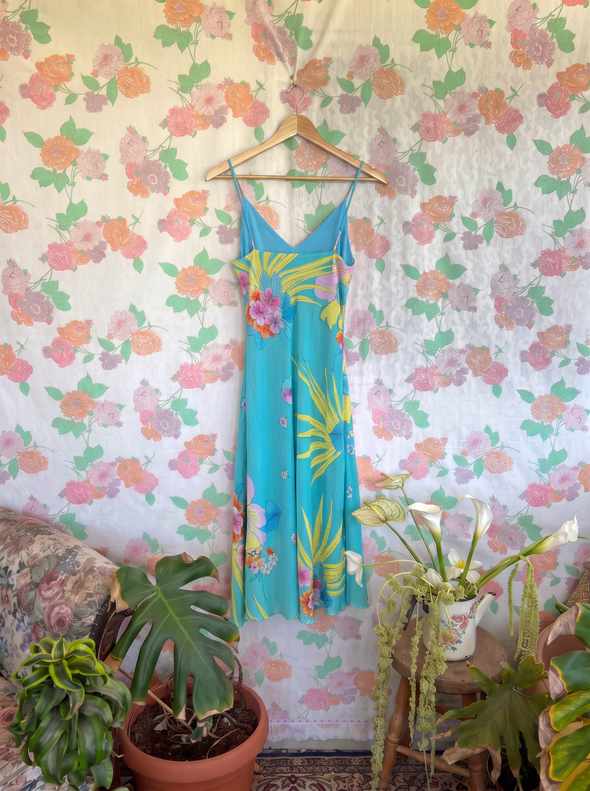 90’s Turquoise Floral Dress