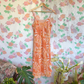 90's Orange Floral Midi Dress