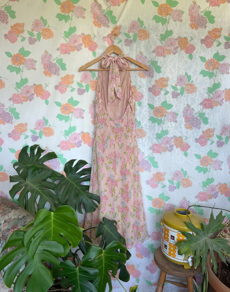 90's Floral Midi Dress